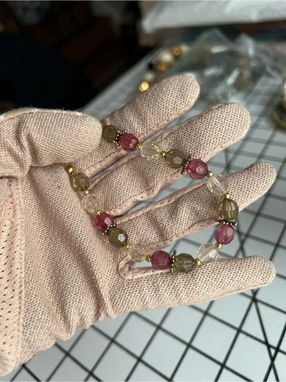 Vintage Faux Pearl & Multicolored Faceted Glass Bead Bracelet Set Lot of 2